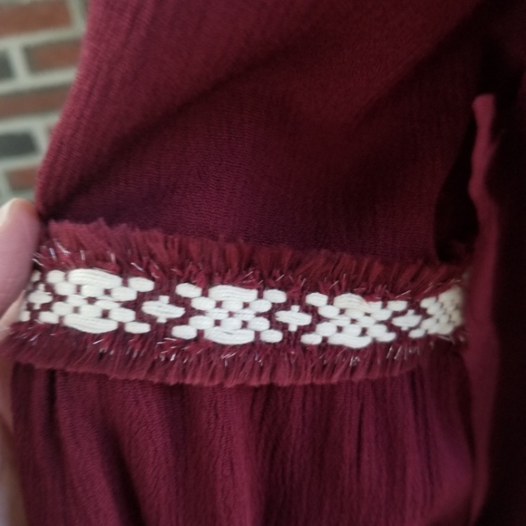$6⭐️ Wine Embellished Bohemian Top - Picture 6 of 8